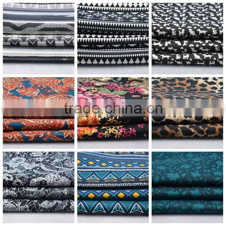 Jiufan Textile Good Quality Printing Polyester Spandex Roma /Ponte Roma Stretch Lycra Knitted Fabric For Garment Shaoxing