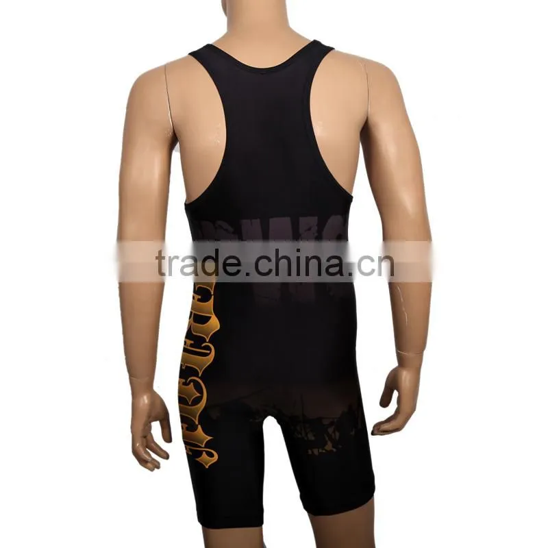 High quality vintage sublimated mens lycra wrestling singlet made in China