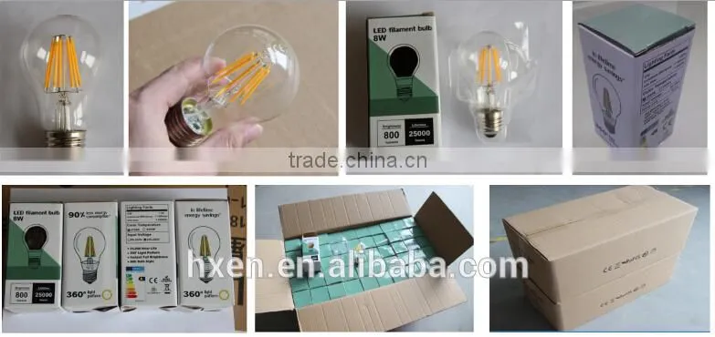 CE ROHS ERP 8W 800lm led bulb filament E27 led filament dimmable