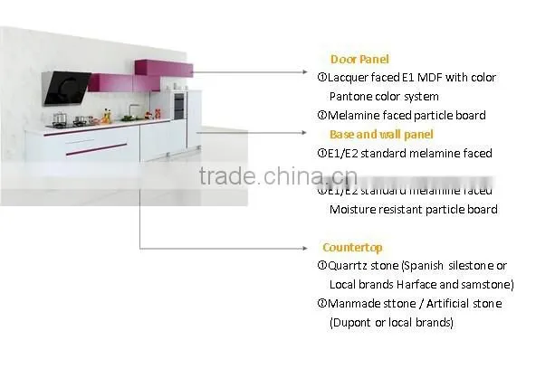 Brief eco-friendly high gloss lacquer kitchen cabinets(1 year warranty)