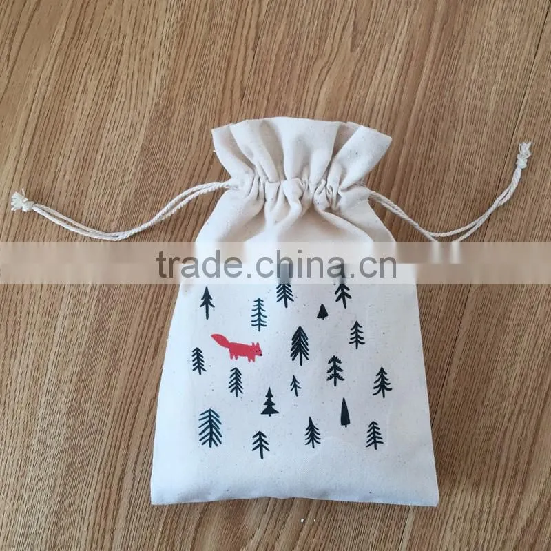Durable and cheap mini cotton drawstring bag for storage