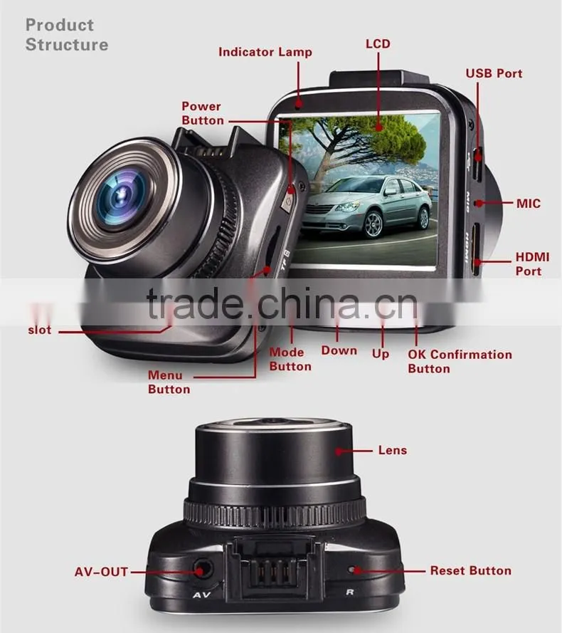 car camera 2.0 inch H.264 cctv camera G50 1080P Novatek backup camera