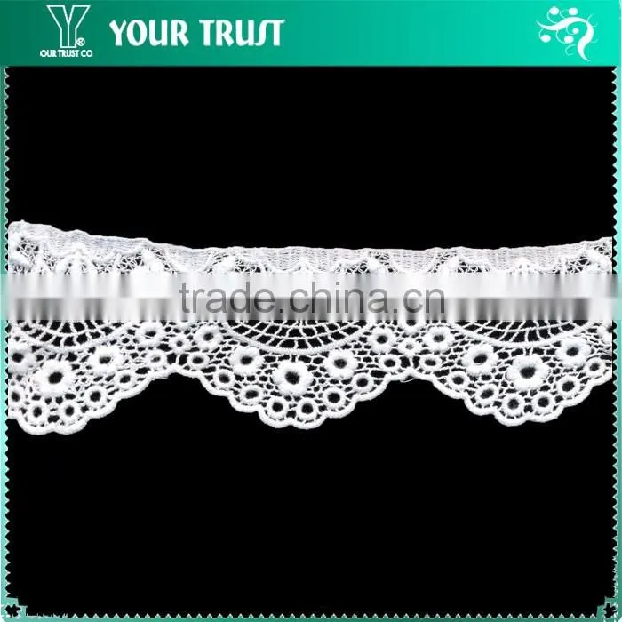 Width 4.0 Centimeter Flower White Cotton Trimming Lace Dresses
