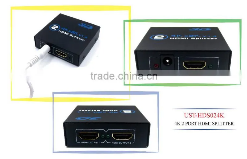 HD MI 2.0 Splitter 4K 1080P port H DMI Splitter 1 in 2 0ut Audio Video Converter Support HDCP 3D with 5V Power adpter