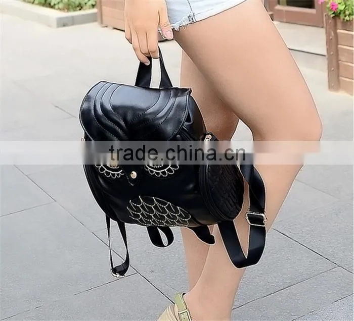 Owl Shape pu leather school backpack high class girls travel school bags
