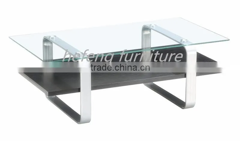 New shape cheap clear&frosted glass coffee table