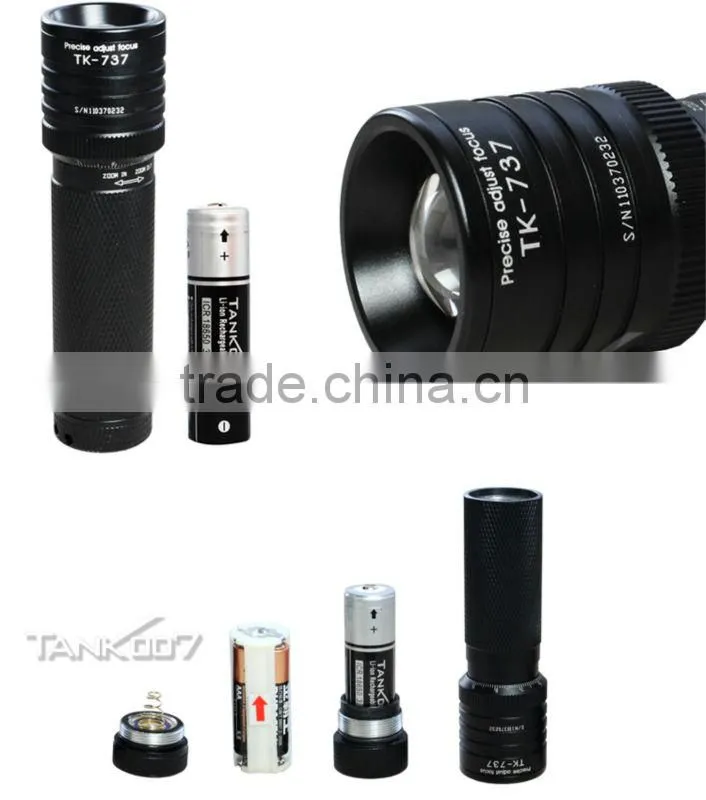 5 modes Zoomable led torch with 1*18650 or 2*CR123 bettry