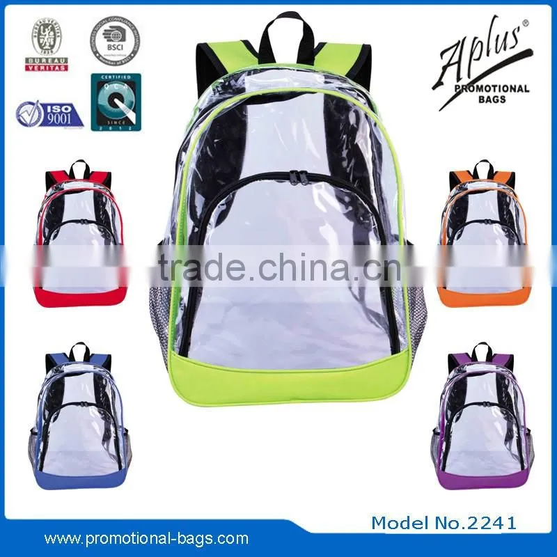 promotional unisex 2015 trendy transparent backpack bag bags