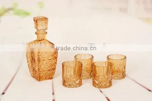 new design 5pcs glass wine set with goblet diamond decorative