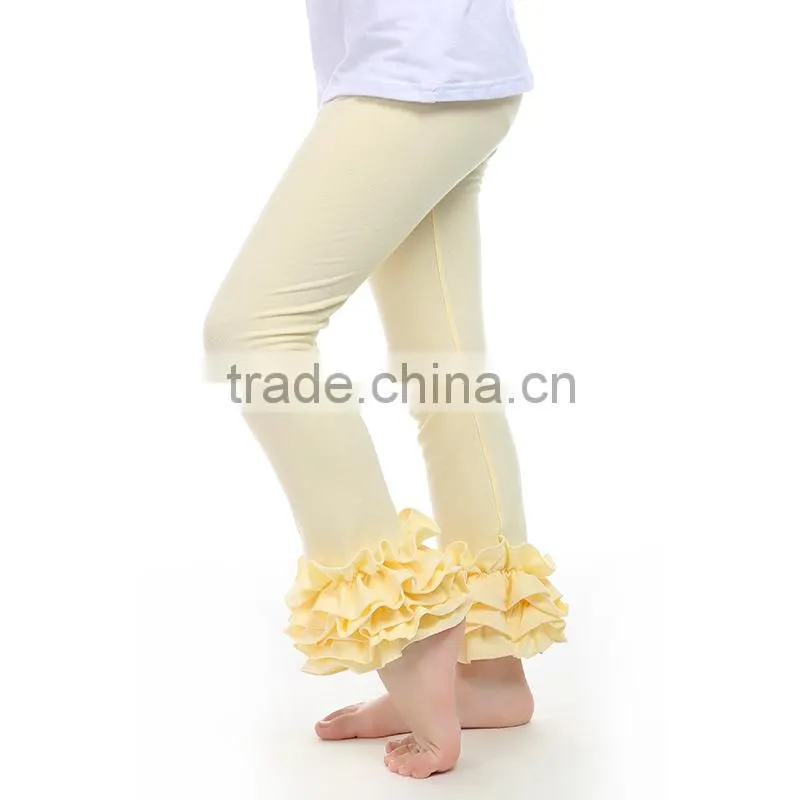 High quality wholesale girls leggings wholsale boutique toddlers cotton tight leggings kid's ruffle pants leggings
