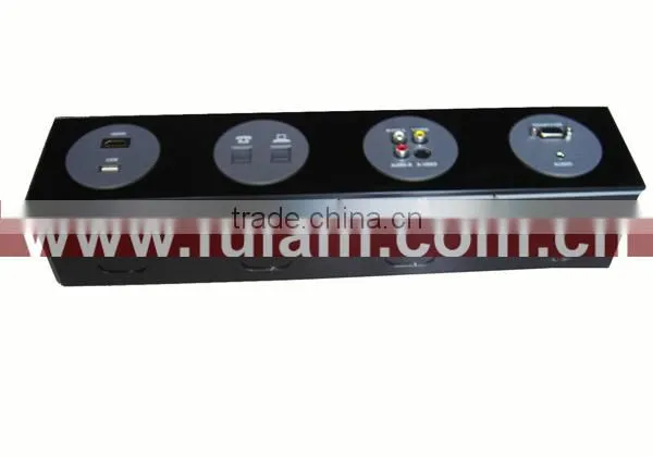 Aluminum Multimedia wall oulet connector with RCA VGA HDMI NET AV USB