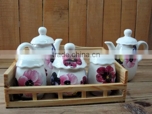 White with decal ceramic tea coffee cup with saucer