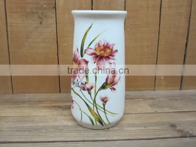 Flower Decal Paper Cup Holder Made of Ceramic