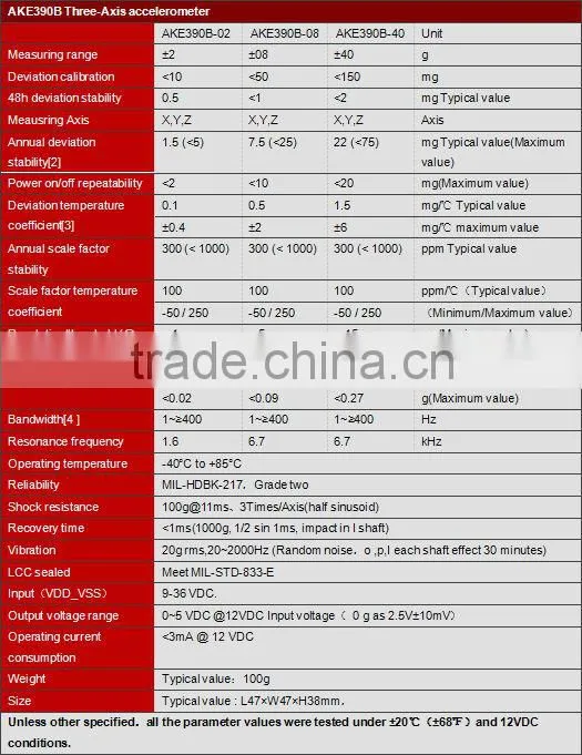 Tri-axis Accelerator Meter Analog Output Optional Measuring Range
