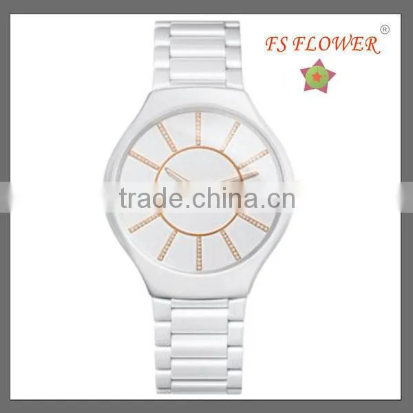 Ultrathin Ceramic Watches Japan Movt Quartz Watch Stainless Steel Back Water Resistant