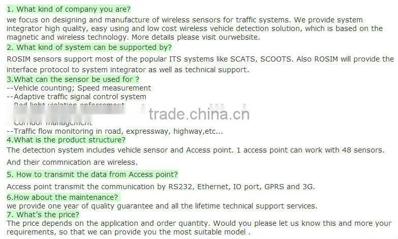 Road Traffic Wireless Vehicle Detector Magnetic Vehicle Sensor