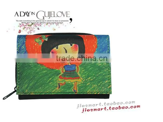 JSMART folded wallet doodling printing custom photo bag sublimation