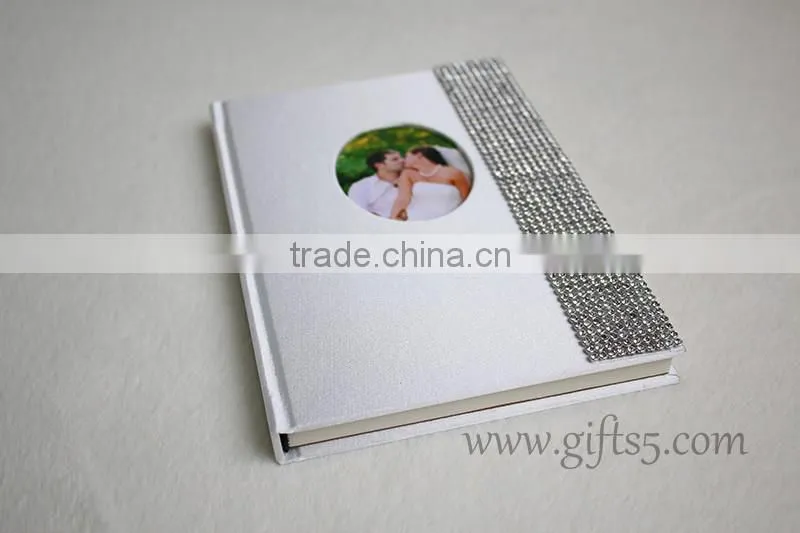 White wedding guest book with photo frame