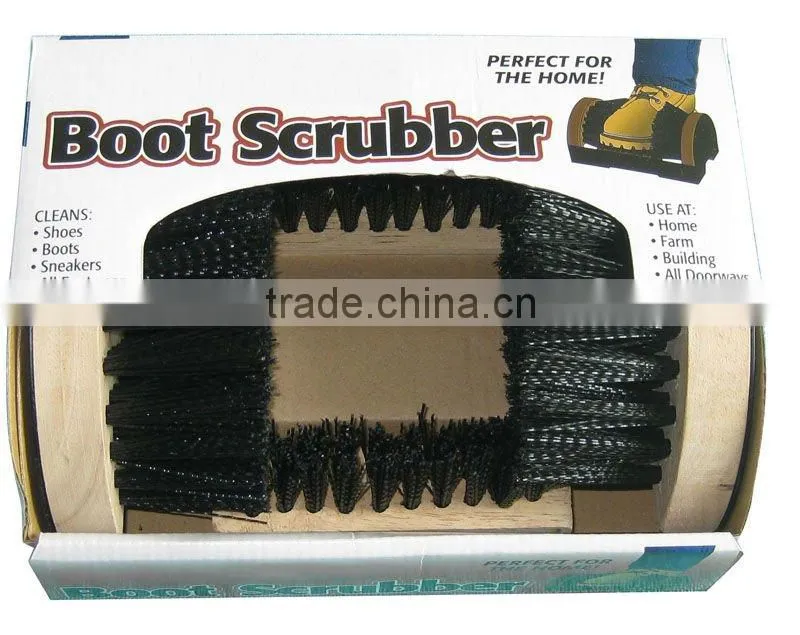 Durable shoe cleaning brush, flexiable boot scrubber, wood boot brush