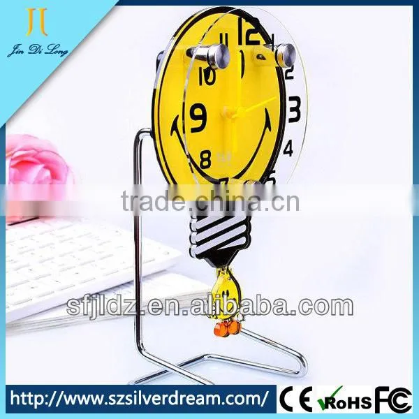 Quartz desk clock cartoon style digital smile movable face clock