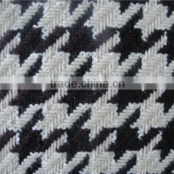 classical black and white houndstooth lady coat wool fabric