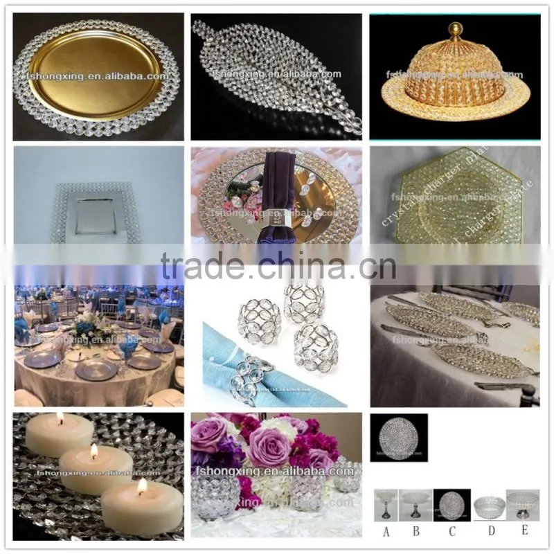wedding table decoration crystal plates beads leaf type for wedding party supplies
