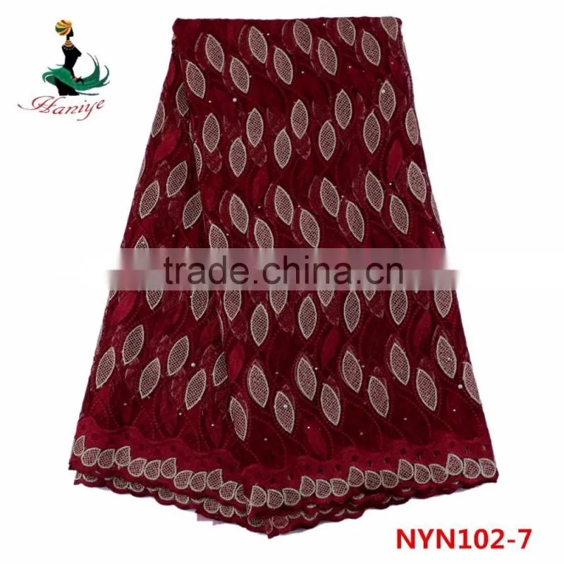 2016 Haniye wholesale French net lace fabric/Nigeria lace fabric for lady garment/NYN102