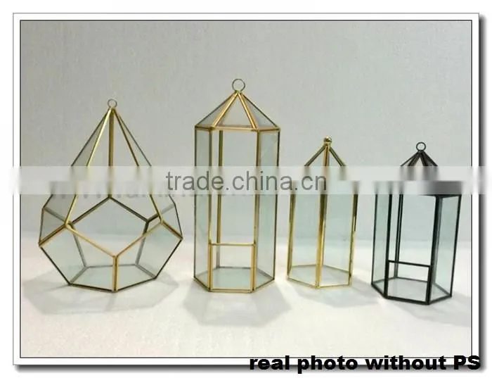 Elegant Vintage Brass Glass PYRAMID Triangle BOX CURIO DISPLAY CASE Box Terrarium Catus| brass glass crystal wedding table vases