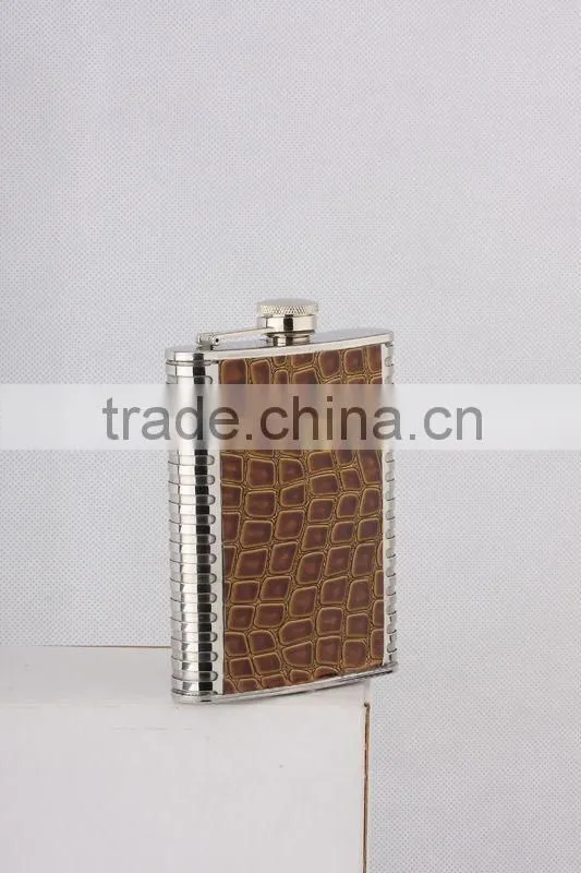 Deluxe stainless steel /leather Hip flask/e pot/bottle steel