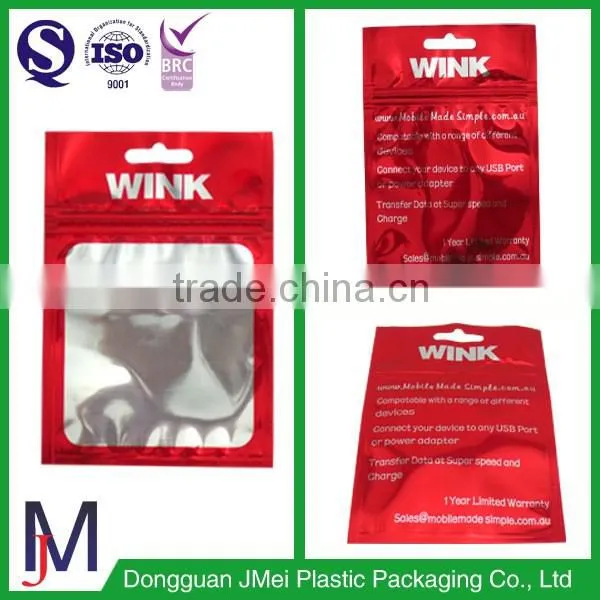 best quality zip top 3 sides heat seal bag zipper bag with hanging hole
