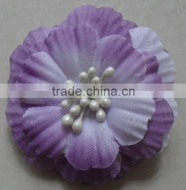 Handmade Fabric Purple Flower With Beads