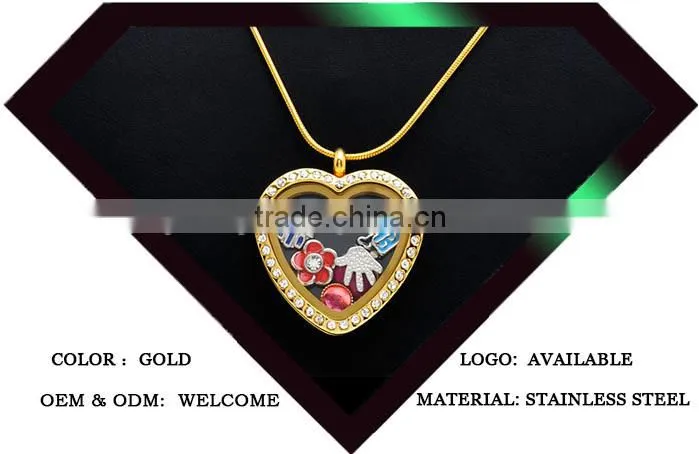 Stainless Steel 316L Jewelry Chain Glass Floating Memory Locket Charms