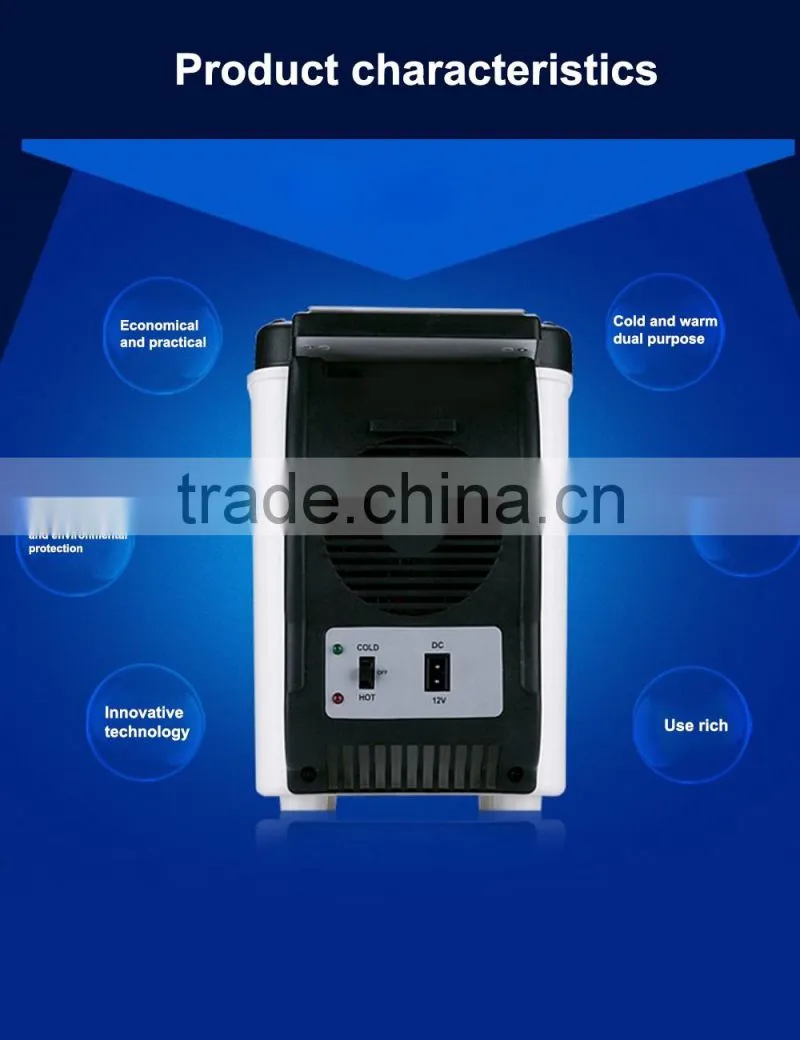 6 L Plastic car mini refrigerator, travel drinking cooler box portable refrigerator with shoulder straps