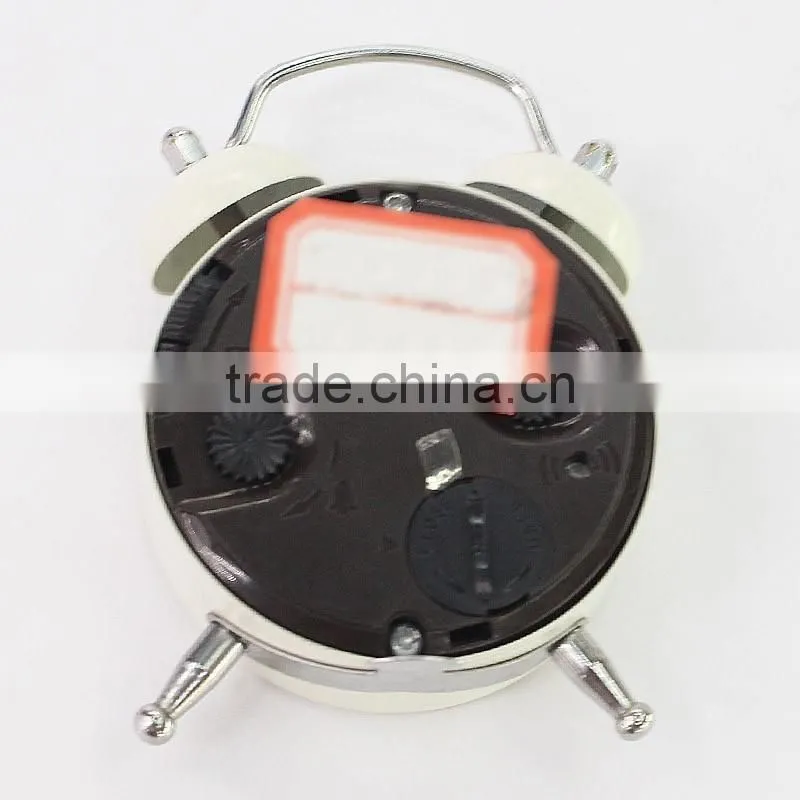 2016 hot selling 5*7.5cm white iron alarm clock $1.0