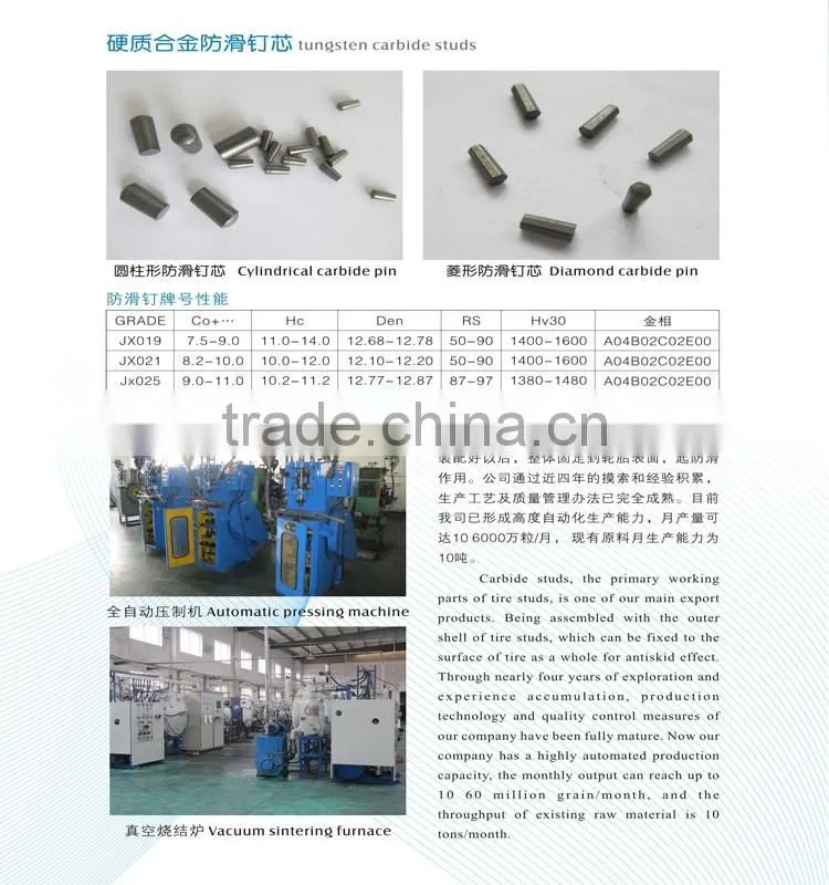 Tungsten Carbide Antiskid Threaded Studs Pins for Car Bus Tyrers Shoes with Polished
