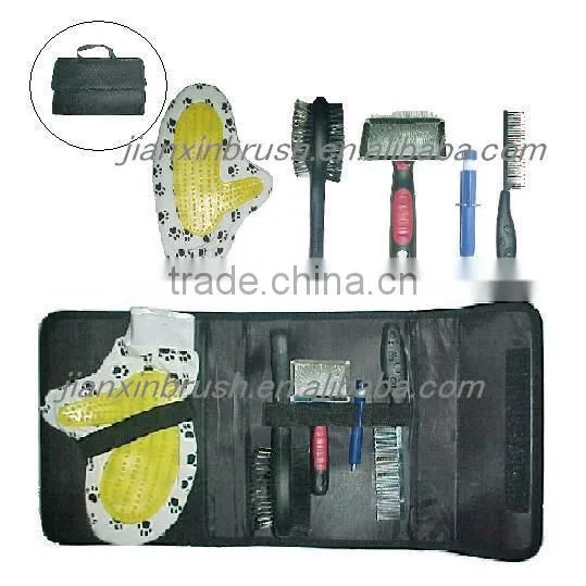 five items in a bag pet grooming brush comb set