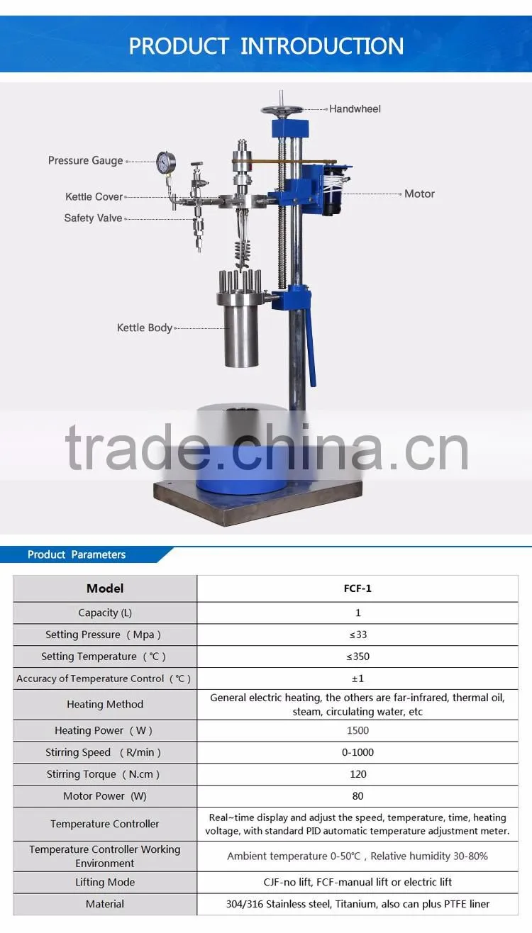 Biological laboratory high pressure reactor autoclave