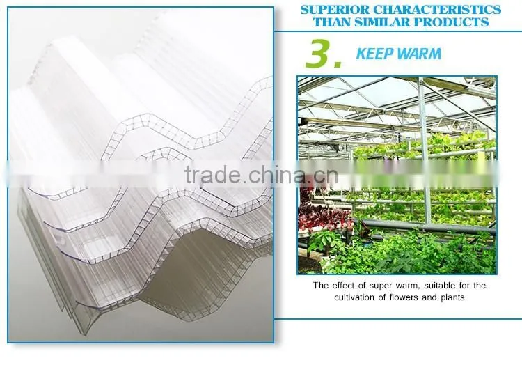 Polycarbonate twin wall uv protected pc hollow sheets plastic roofing material