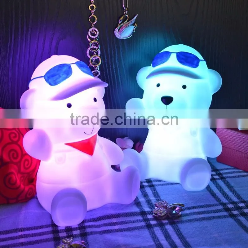 Cute Bear USB Rechargeable LED Table Lamp Cartoon Animal Reading Night Light Dimmer Bedside Table Lamp