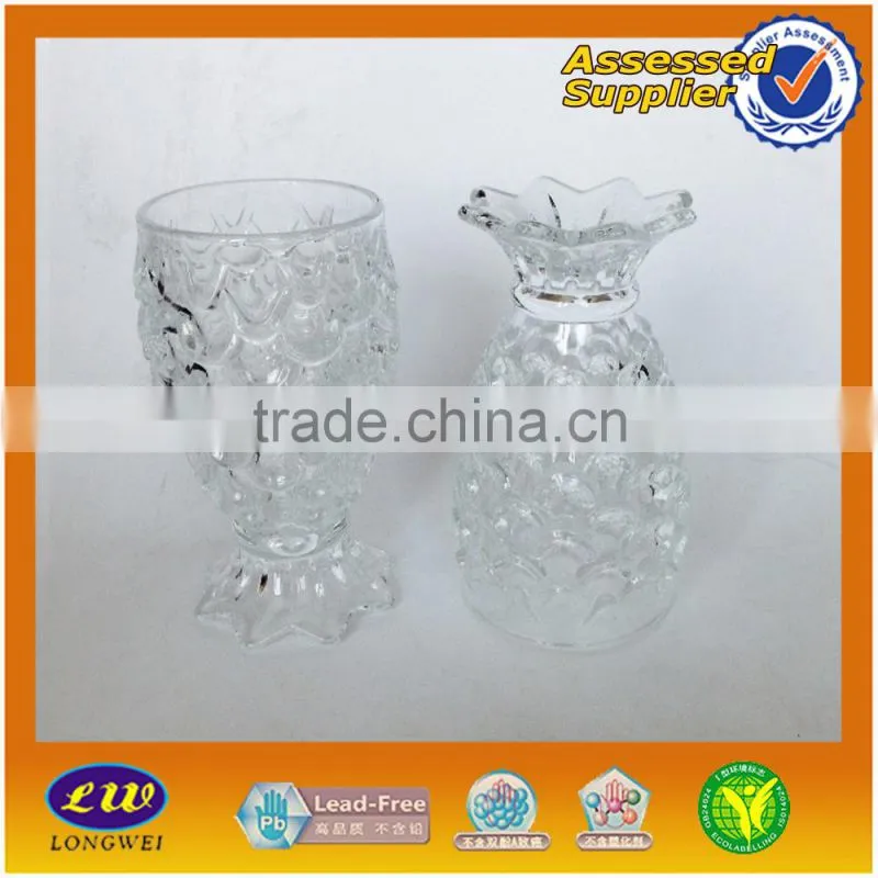 2015 new design fish shape cup glass/pineapple shape glass cup