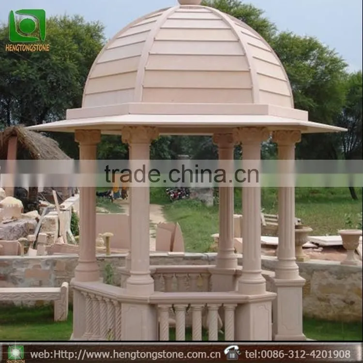 Outdoor Garden Decoration Stone Carving Marble Gazebo With Column
