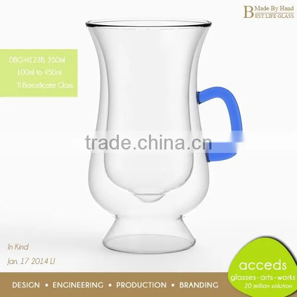 Novelty Blue Decorated Drinking Glass Cup