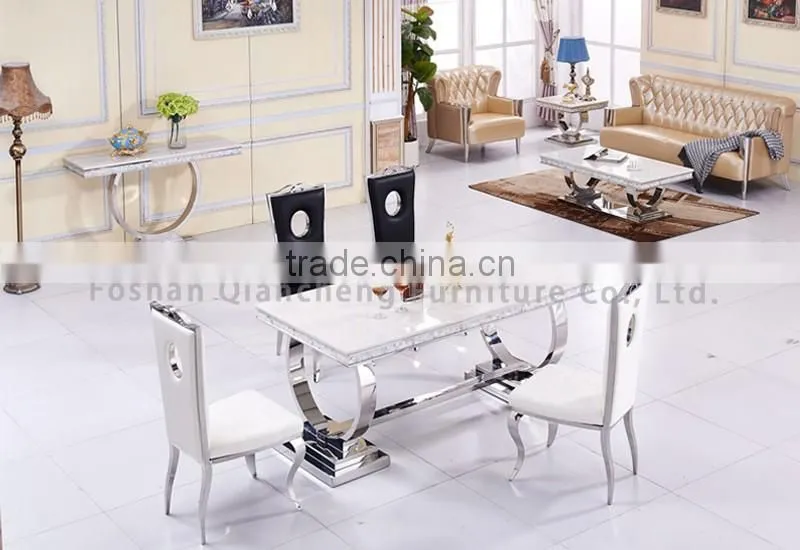 Metal movable marble top side table