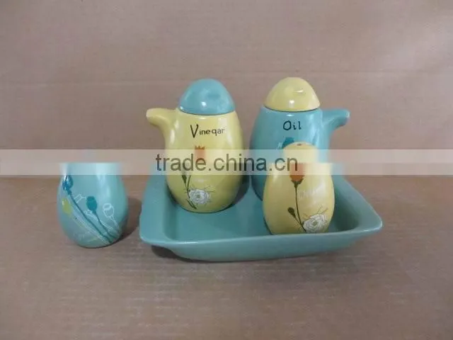 ceramic kitchen oil and vinegar salt pepper bottle set