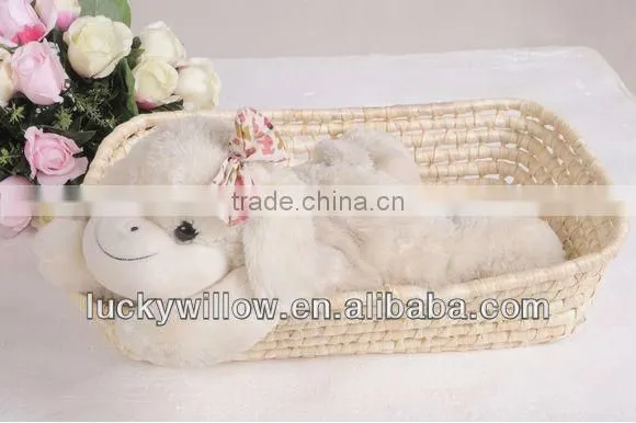 make corn husk storage basket with handle for gift&toys&food
