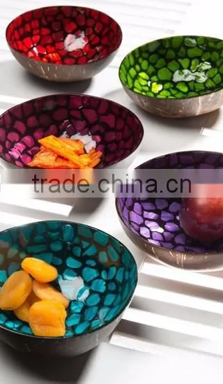 Handmade Lacquer coconut shell bowl 100% made in Vietnam / hand painted lacquer bowl