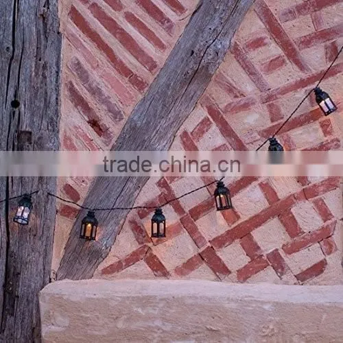 16 Black Moroccan Lantern Solar Garden LED Fairy Lights