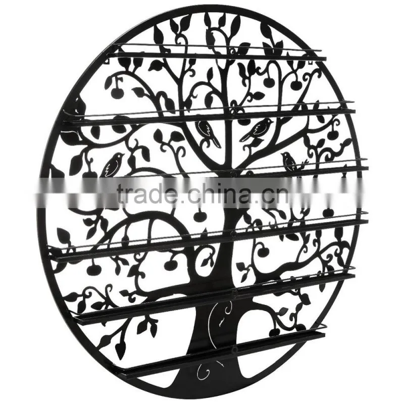Tree Design Black Metal Wall Mounted 6-Tier Nail Polish Organizer Rack Rack