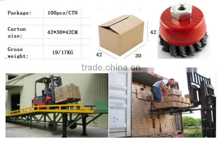 5" steel wire cup brush wheel twist knot crimped bowl disc abrasive M14 round grinding cheaning brush