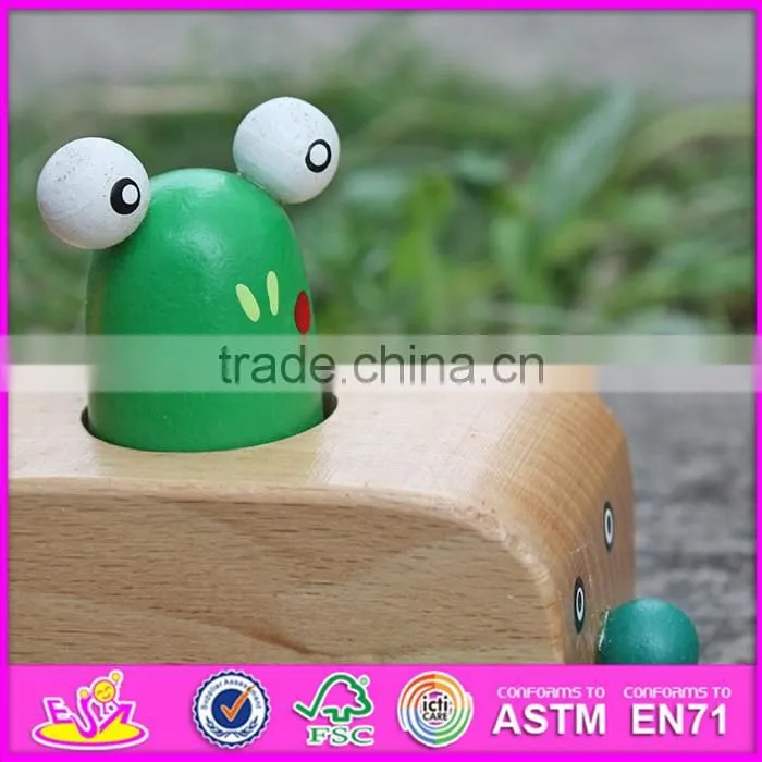 2017 New products funny frog car children toy wooden animals W04A323